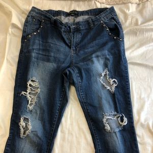 Forever 21 holey straight leg jeans
